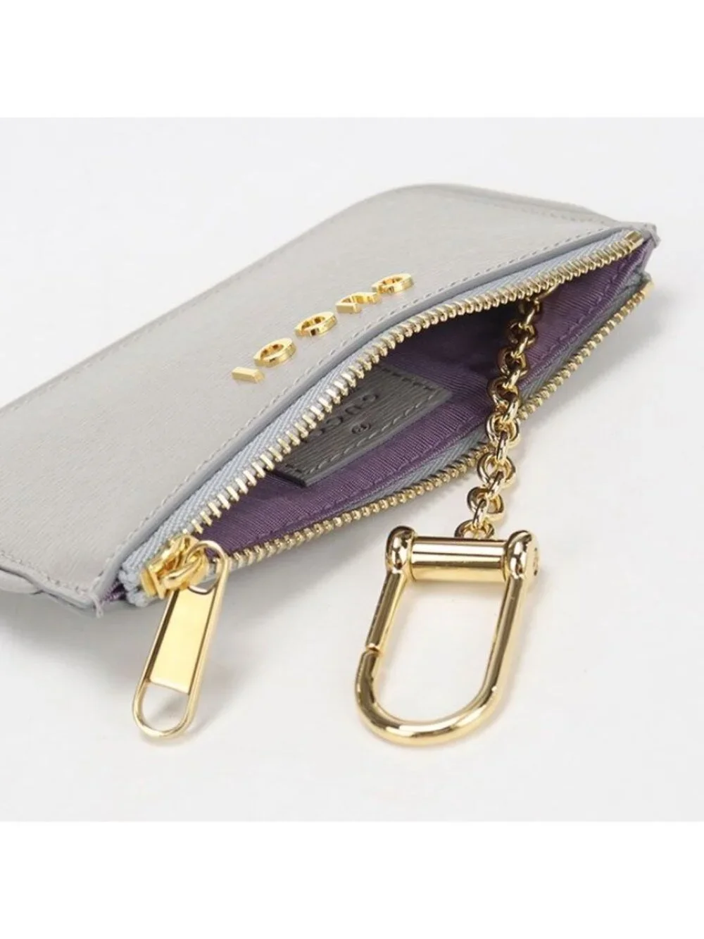 Gucci Zip Key Case Script Coin Purse Leather - Picture 3 of 6